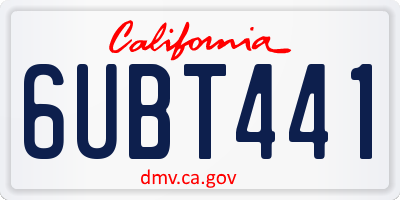 CA license plate 6UBT441