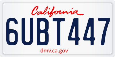 CA license plate 6UBT447
