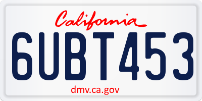 CA license plate 6UBT453