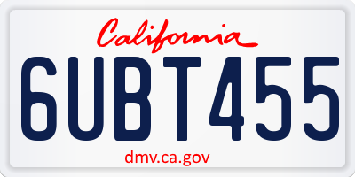 CA license plate 6UBT455