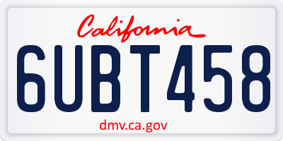 CA license plate 6UBT458
