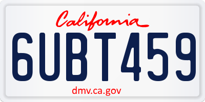 CA license plate 6UBT459