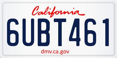 CA license plate 6UBT461