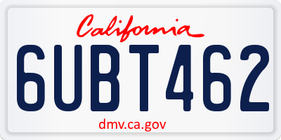 CA license plate 6UBT462