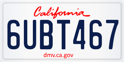 CA license plate 6UBT467