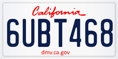 CA license plate 6UBT468