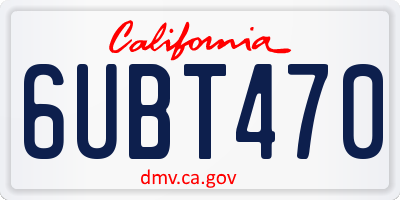 CA license plate 6UBT470
