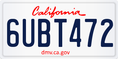 CA license plate 6UBT472