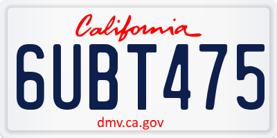 CA license plate 6UBT475