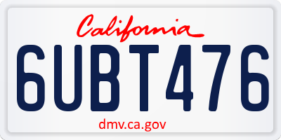 CA license plate 6UBT476
