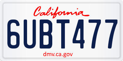 CA license plate 6UBT477