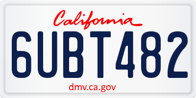 CA license plate 6UBT482