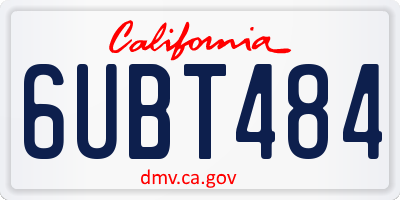 CA license plate 6UBT484