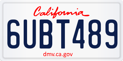 CA license plate 6UBT489