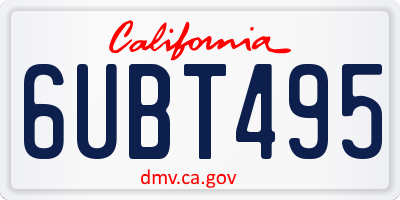 CA license plate 6UBT495