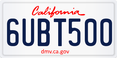 CA license plate 6UBT500