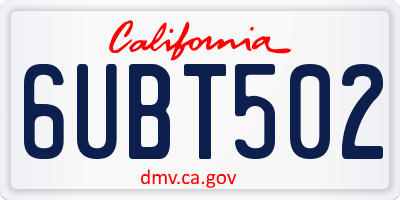 CA license plate 6UBT502