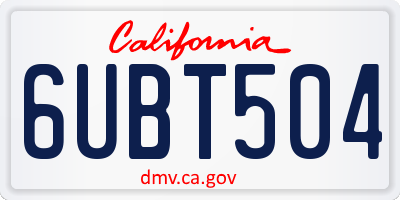 CA license plate 6UBT504