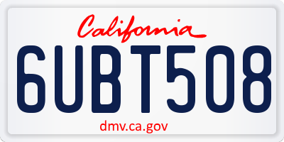 CA license plate 6UBT508