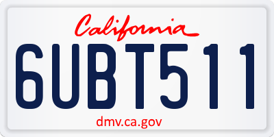 CA license plate 6UBT511