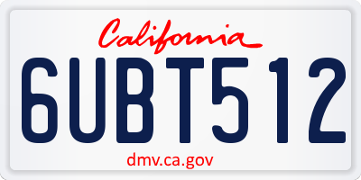 CA license plate 6UBT512