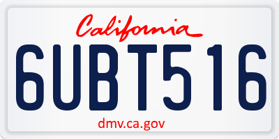 CA license plate 6UBT516