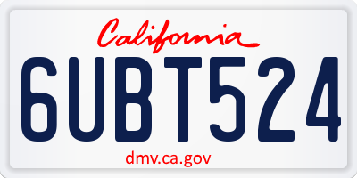 CA license plate 6UBT524