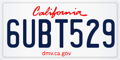 CA license plate 6UBT529