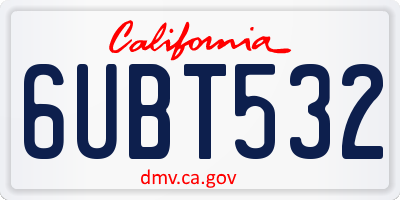 CA license plate 6UBT532