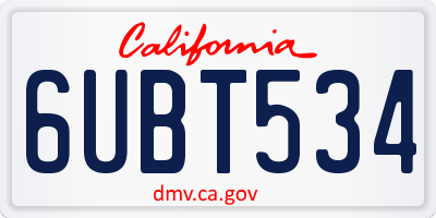 CA license plate 6UBT534