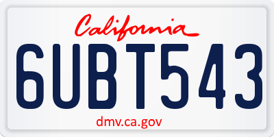 CA license plate 6UBT543