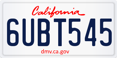 CA license plate 6UBT545