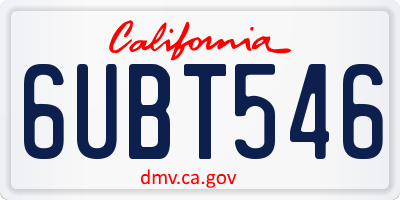 CA license plate 6UBT546