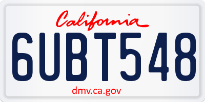 CA license plate 6UBT548