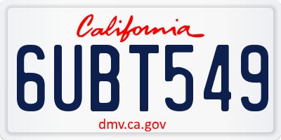 CA license plate 6UBT549