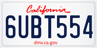 CA license plate 6UBT554