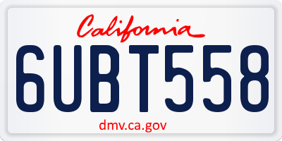 CA license plate 6UBT558