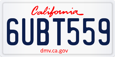 CA license plate 6UBT559