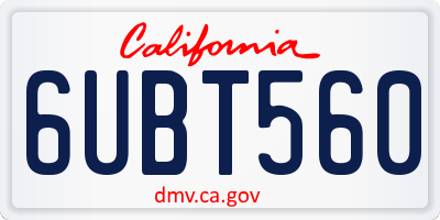 CA license plate 6UBT560