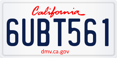 CA license plate 6UBT561