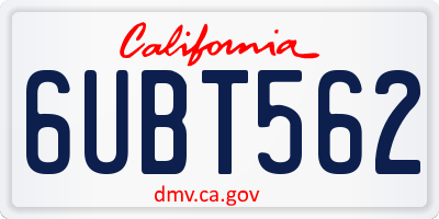 CA license plate 6UBT562