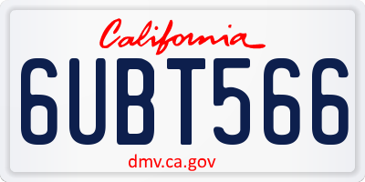 CA license plate 6UBT566