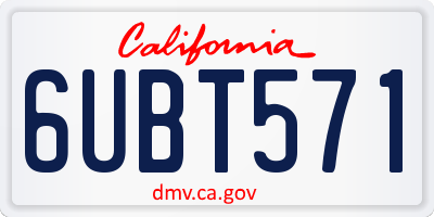 CA license plate 6UBT571