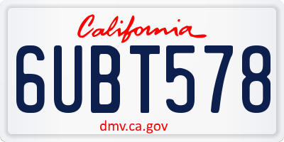 CA license plate 6UBT578