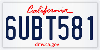 CA license plate 6UBT581