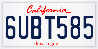 CA license plate 6UBT585