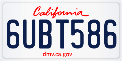 CA license plate 6UBT586