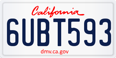 CA license plate 6UBT593