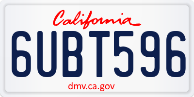 CA license plate 6UBT596