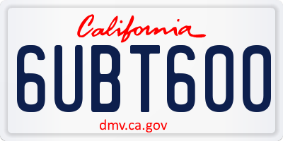 CA license plate 6UBT600
